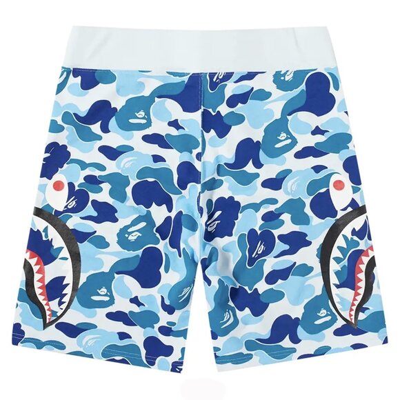 BAPE Big ABC Camo Slide Shark Sweat Shorts Blue | A Bathing Ape - Picture 2 of 2